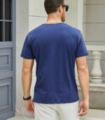 Males's Informal Henley Shirts Traditional Button Cotton Brief Sleeve T-Shirt ... - Image 6