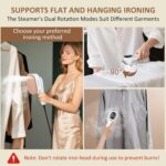 Steamer & Iron for Garments 2-in-1, Moveable Handheld Garment Steamer w... - Image 6