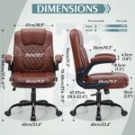 Leather-based Workplace Chair, PU Residence Pc Desk Chairs with Ergonomic Again... - Image 4