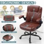 Leather-based Workplace Chair, PU Residence Pc Desk Chairs with Ergonomic Again... - Image 7