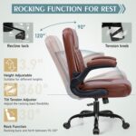 Leather-based Workplace Chair, PU Residence Pc Desk Chairs with Ergonomic Again... - Image 8