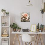 Rest room Wall Artwork Décor, Pink Rose Canvas Portray, White Blooming Flo... - Image 3