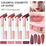 4 Colours Matte Lip Gloss, Velvet Lipstick & Lip Stain Set - Lengthy Lasti... - Image 3