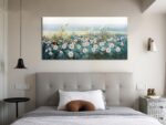 Arjun Flower Wall Artwork Bed room Wall Decor Canvas White Daisy Floral Pai... - Image 5