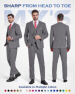 MY'S Males's 3 Piece Slim Match Swimsuit Set with Tie, 2 Button Blazer Jacket ... - Image 3