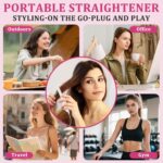 USB Hair Straightener Irons | 2-in-1 Curling Wand & Titanium Flat Iron... - Image 8