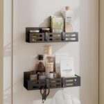 2 Pack Magnetic Spice Rack for Fridge, Black Magnetic Shelf and ... - Image 2