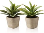 2 Pack Small Pretend Vegetation, 11.42 Inch Synthetic Agave Vegetation in Pots, ... - Image 2
