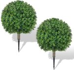 25.6" Synthetic Boxwood Topiary Ball Bushes: 2 Pack Pretend Shrubs with S... - Image 2