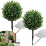 27.6" H Synthetic Vegetation Outside Set of two, Synthetic Cypress Topiary... - Image 2