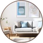 28 inch Spherical Bronze Mirror, Brushed Steel Framed Circle Wall Mirror f... - Image 2