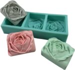 3 Cavities Rose Rower Cleaning soap Mildew Candle Wax Chocolate Cake Molds,Decora... - Image 2