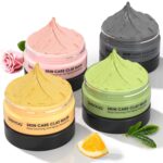 4 Pcs Clay Facial Masks Set - Turmeric, Vitamin C, Inexperienced Tea, Useless Sea ... - Image 2
