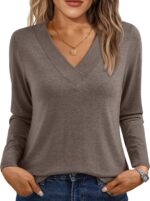 AUTOMET Lengthy Sleeve Shirts for Ladies Tops V Neck Informal High Comfortabl... - Image 2