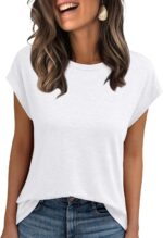 AUTOMET Womens Cap Sleeve Summer time Tops T Shirts Enterprise Informal Dressy ... - Image 2