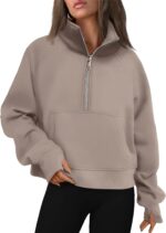 AUTOMET Womens Sweatshirts Half Zip Cropped Pullover Fleece Quarter Zi... - Image 2