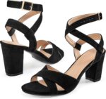 Aomigoct Strappy Heels for Ladies Marriage ceremony: Snug Chunky Heel Sand... - Image 2