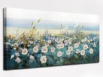 Arjun Flower Wall Artwork Bed room Wall Decor Canvas White Daisy Floral Pai... - Image 2