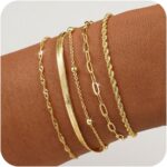 BERISO Gold Bracelets for Ladies, Elegant Adjustable 14K Gold Plated Br... - Image 2