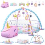 Child Play Mat & Exercise Mat - Child Play Gymnasium Tummy Time Mat with 6 Det... - Image 2