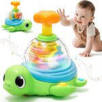 Child Toys 6-12 Months, Musical Crawling Press to Spin & Glow Turtle To... - Image 2