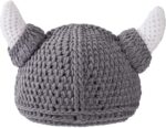Child Viking Knit Hat with Horns Barbarian Cute Beanie Hat Grownup Croche... - Image 2