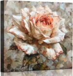 Rest room Wall Artwork Décor, Pink Rose Canvas Portray, White Blooming Flo... - Image 2