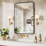 Black Steel Framed Toilet Mirror for Wall, 30X22 Inch Rounded Rectan... - Image 2