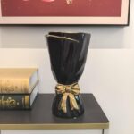 Black and Gold Bow Ceramic Vase - Flower Vases for House Decor, Bow Dec... - Image 2