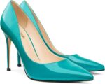 COLETER Ladies's 4 Inch Pumps Pointy Toe Marriage ceremony Gown Footwear Slip on St... - Image 2