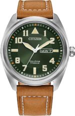 Citizen Males's Sport Informal Garrison 3-Hand Day/Date Eco-Drive Watch, A... - Image 2