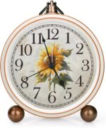 Traditional Classic Desk Clock - 5.2in Cute Sunflower Analog Clock, Silen... - Image 2