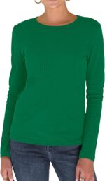 Dwnval Ladies's Fall Lengthy Sleeve Crewneck T Shirt Primary Slim Fitted Kni... - Image 2