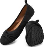 Ecetana Womens Flats Sneakers Dressy: Spherical Toe Bowknot Suede Foldable Co... - Image 2
