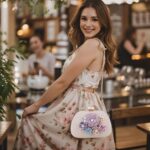 Night HandBags for Ladies Flower Wedding ceremony Clutch Purse Satin Floral La... - Image 2