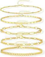 Gold Bracelets for Girls Stylish,14K Gold Plated Dainty Stackable Paper... - Image 2