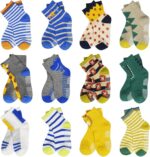 HYCLES Anti Slip Toddler Socks, 12 Pairs Non-Skid Cotton Grip Child Sock... - Image 2