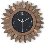 Honiway Wall Clock Battery Operated 12 in Rustic Wooden Boho Sunburst De... - Image 2