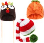 Jiuguva 3 Items Child Crochet Beanie Set, Turkey Hat Pumpkin Beanie an... - Image 2