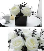 LADADA Synthetic Flowers with Small Ceramic Vases, Roses in Vases Pla... - Image 2