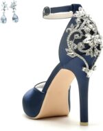 Girl Satin Gown Platform Excessive Heels Marriage ceremony Sandals Crystal Again with... - Image 2