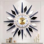 Giant Wall Clock Metallic Ornamental Wall Clocks Silent Non-Ticking Moder... - Image 2