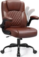 Leather-based Workplace Chair, PU Residence Pc Desk Chairs with Ergonomic Again... - Image 2