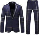 Mens Plaid Swimsuit Slim Match 2 Piece Informal Tuxedo Swimsuit for Males Formal Bla... - Image 2