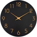 Mosewa 12 Inch Black Wall Clock Battery Operated Silent Non Ticking Mo... - Image 2
