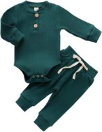 New child Child Boy Woman Garments Ribbed Knitted Cotton Lengthy Sleeve Romper... - Image 2