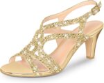 PIZZ ANNU Girls's Amelia Heels Sandals Sparkle Crystal Open Toe Slingb... - Image 2
