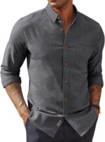 PJ PAUL JONES Mens Basic Match Linen-Cotton Shirt Button Down Lengthy Sle... - Image 2