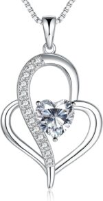 Pendant Necklace Presents for Ladies, Sterling Silver Moissanite Coronary heart Nec... - Image 2