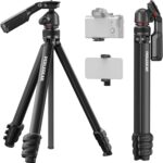 Perlegear Digital camera Tripod, 60″ Transportable and Peak-Adjustable, Journey Tr... - Image 2